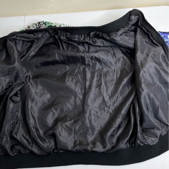 Starlette Multi Color Sequin Bomber Jacket Zip Front Lined Women Size Medium - Picture 7 of 14